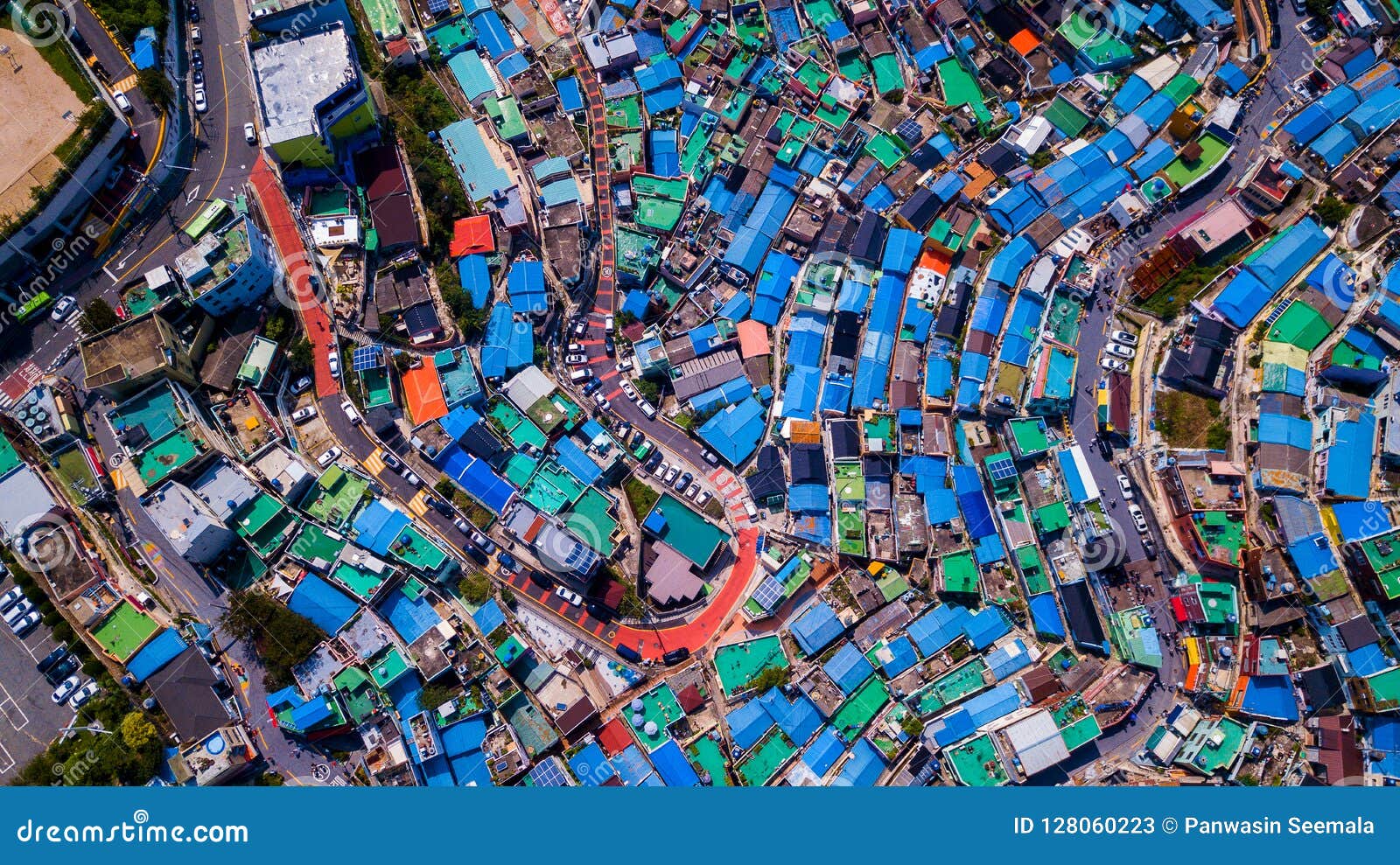 aerial view of gamcheon culture village located in busan city of
