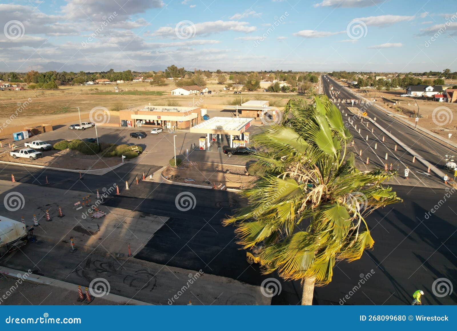 Aerial View of Gas Station Behind Palm in Gilbert Editorial Image