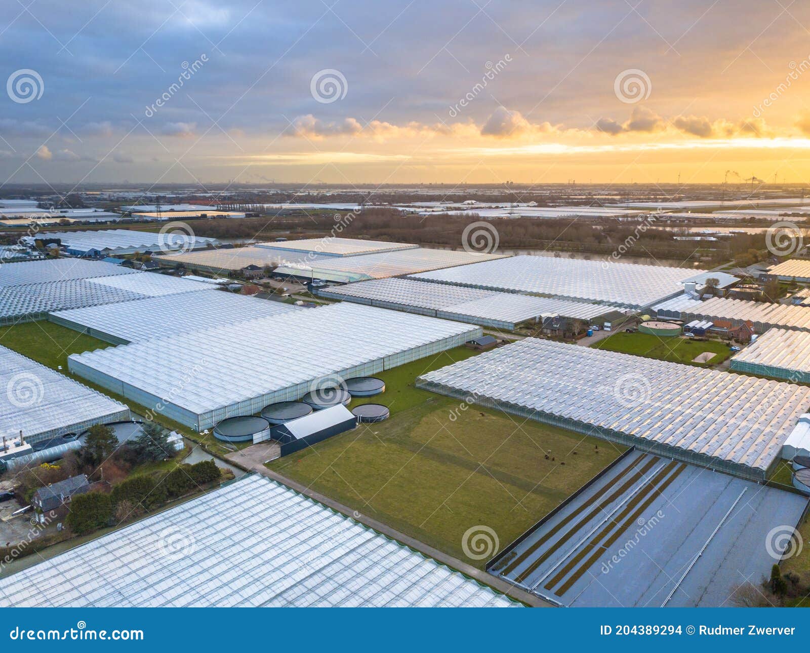 aerial view of giant greenhouse horticulture area