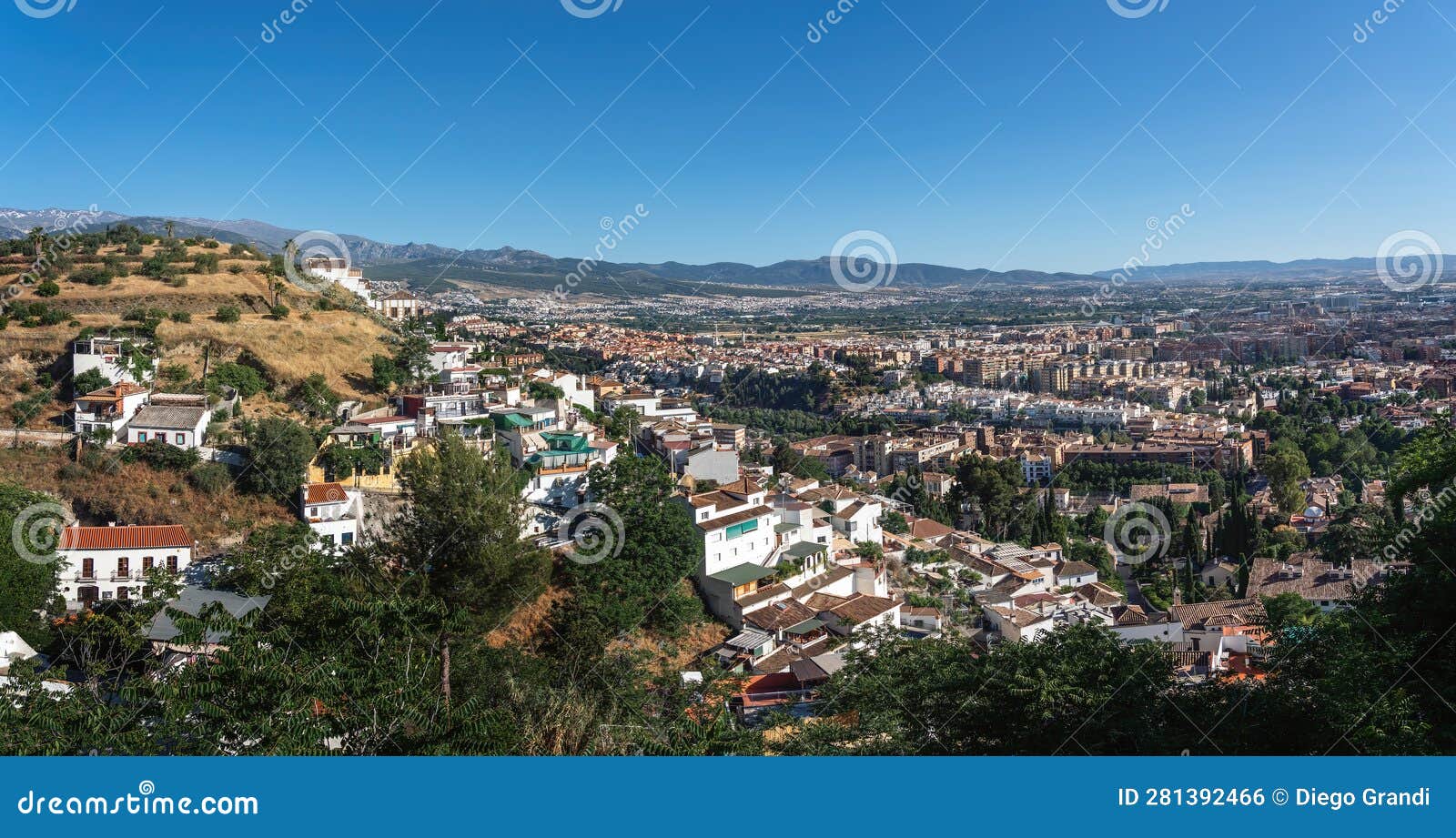 aerial view of granada with barranco del abogado hill - granada, andalusia, spain