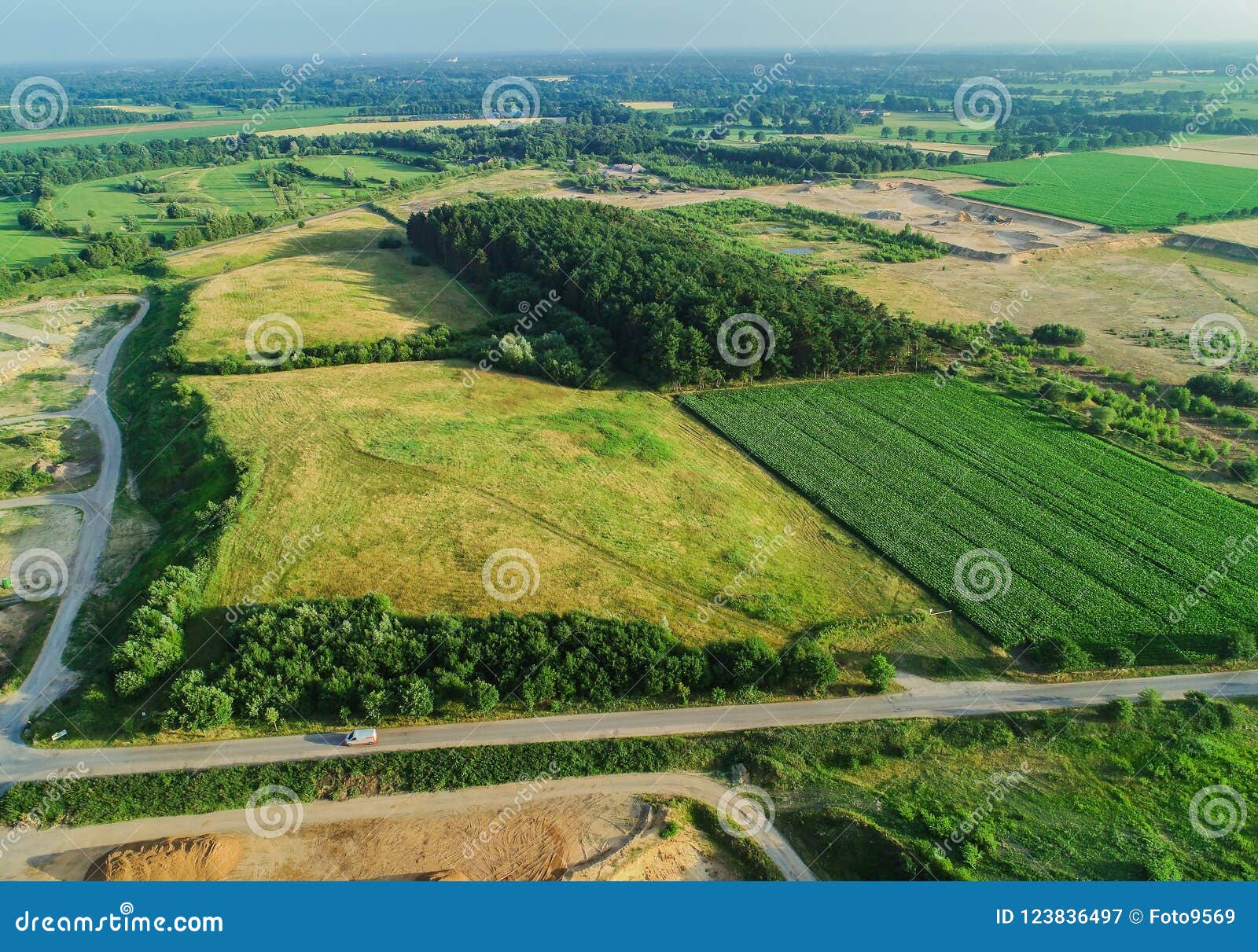 Aerial View Gravel Quarrying from the Air in a Gravel Pit Stock Image