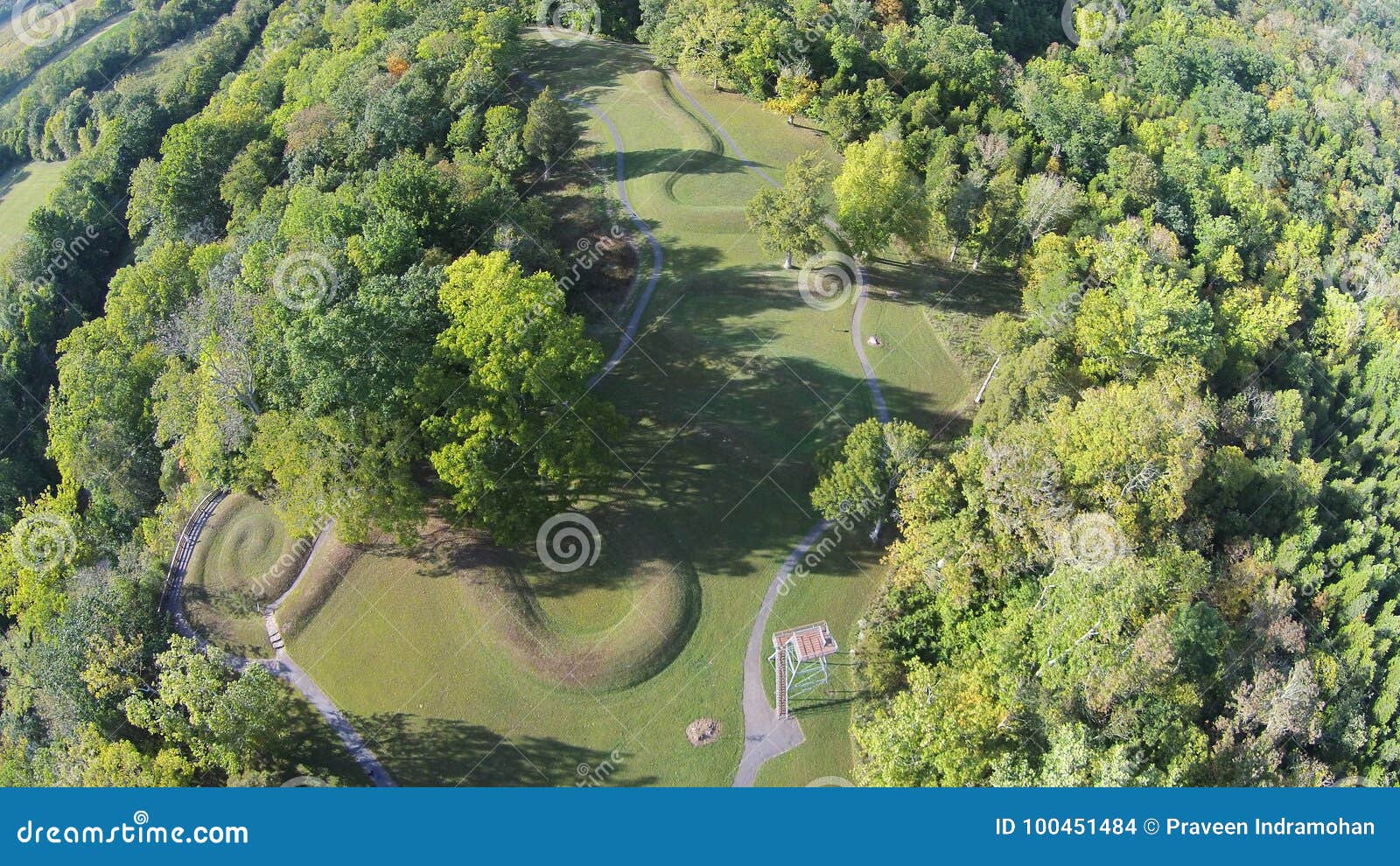 aerial view of the great serpent mound of ohio