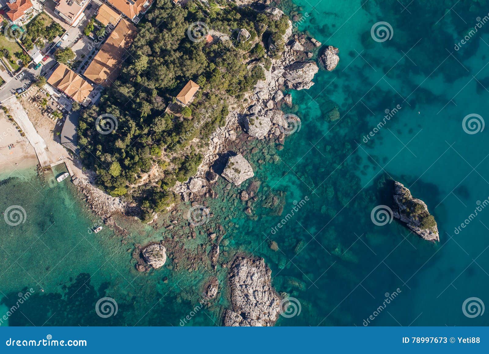 Aerial View of the Greece Coast Line Stock Image - Image of sand, boats ...