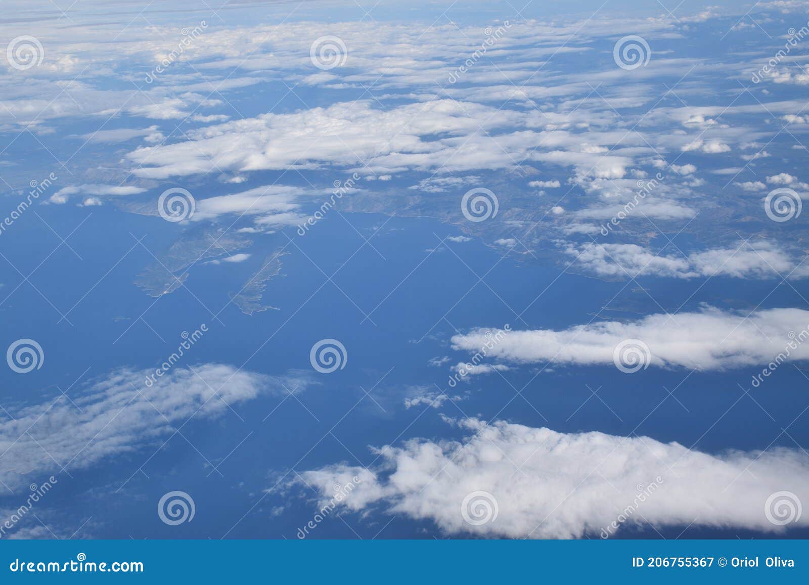 aerial view of greece  from the plane. ionic sea