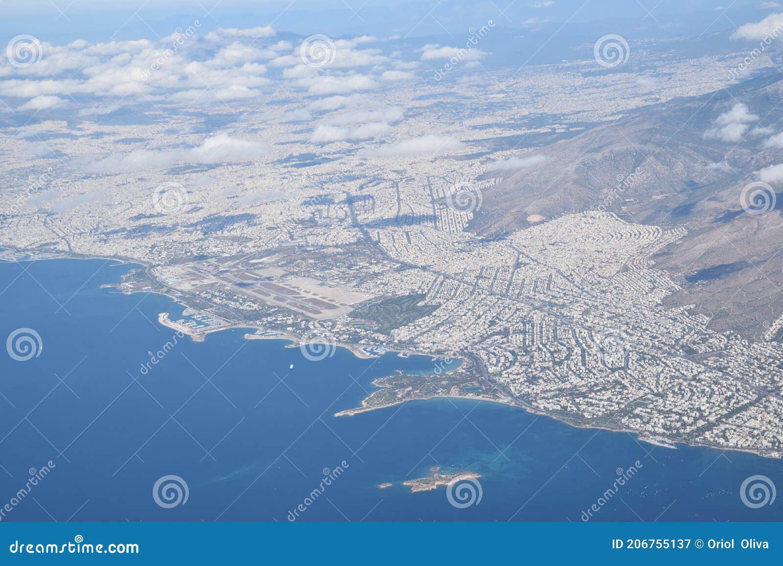 aerial view of greece from the plane. ionic sea. sky views.