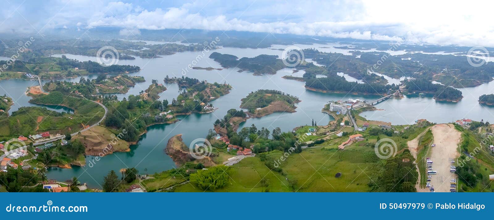 aerial view of guatape in antioquia, colombia