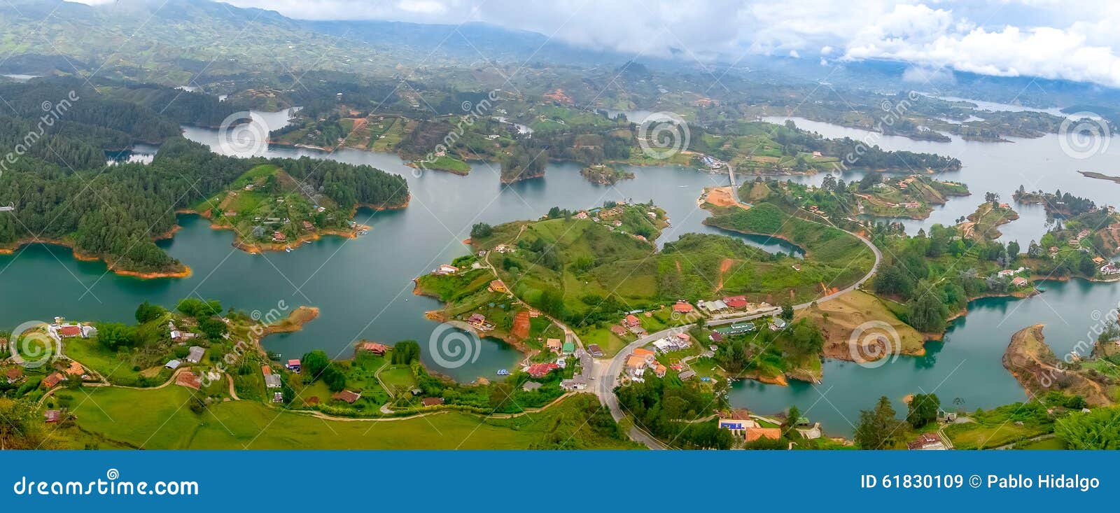 aerial view of guatape in antioquia, colombia