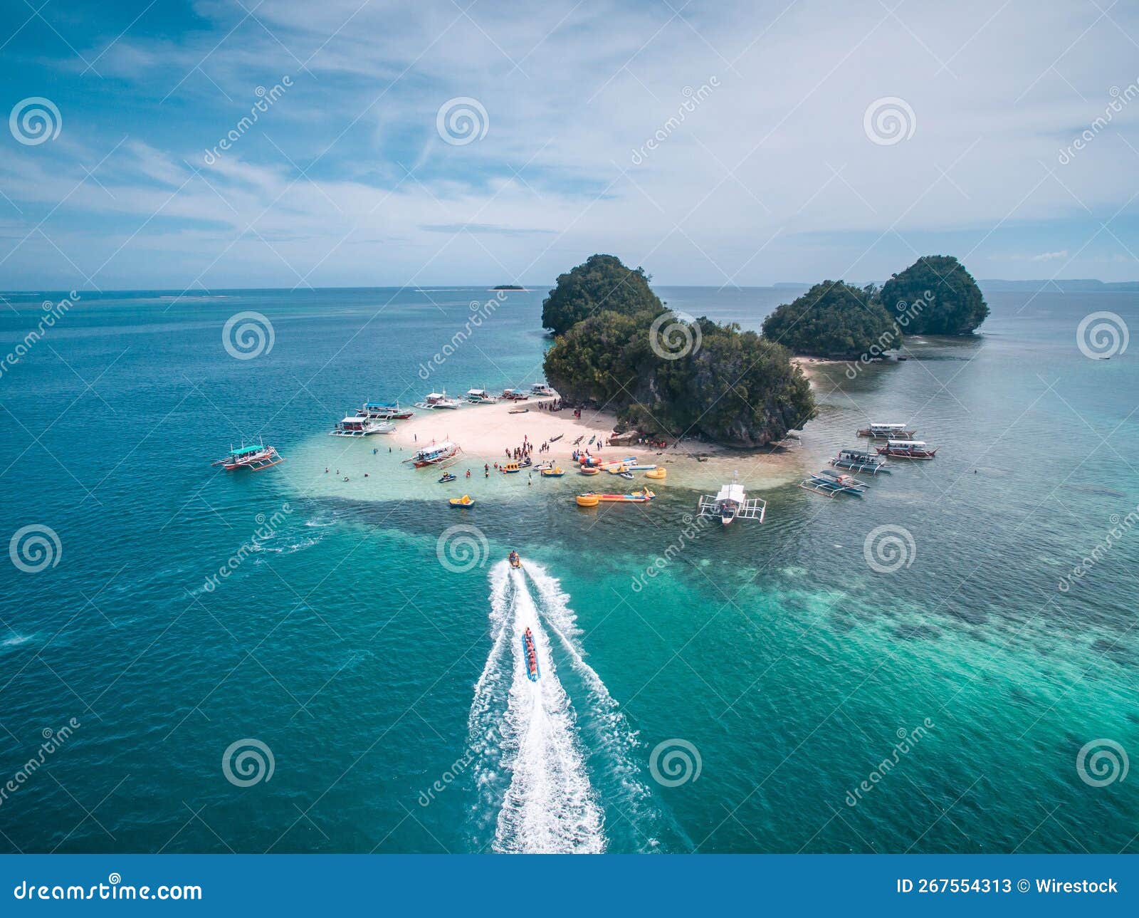 aerial view of hagonoy island in salvacion, surigao del sur, philippines