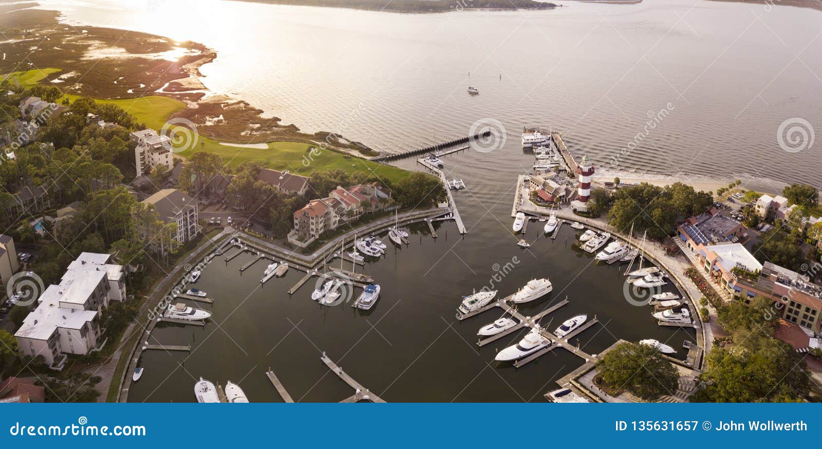aerial view of harbour town, hilton head