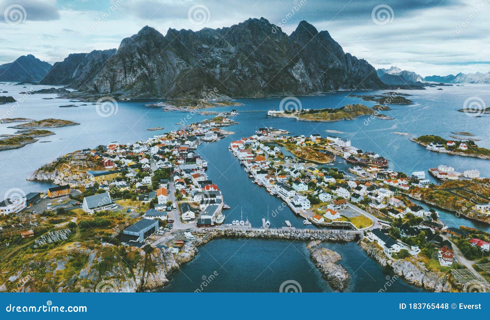 aerial view of henningsvaer village in norway lofoten islands famous travel destinations