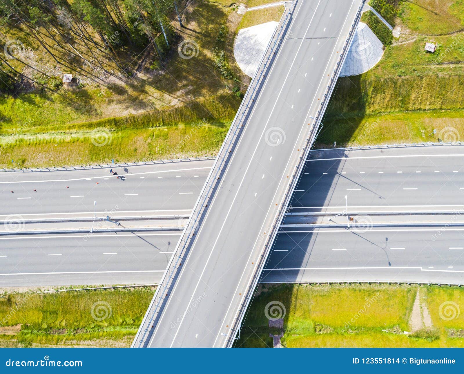 Aerial View of Highway in City. Cars Crossing Interchange Overpass ...