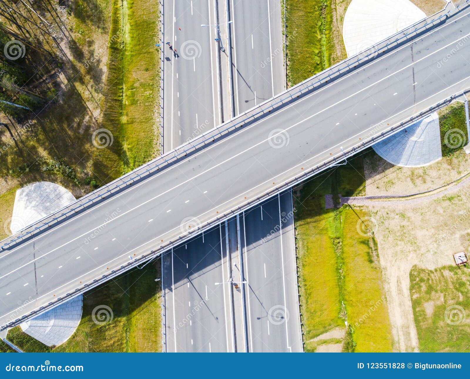 Aerial View of Highway in City. Cars Crossing Interchange Overpass ...