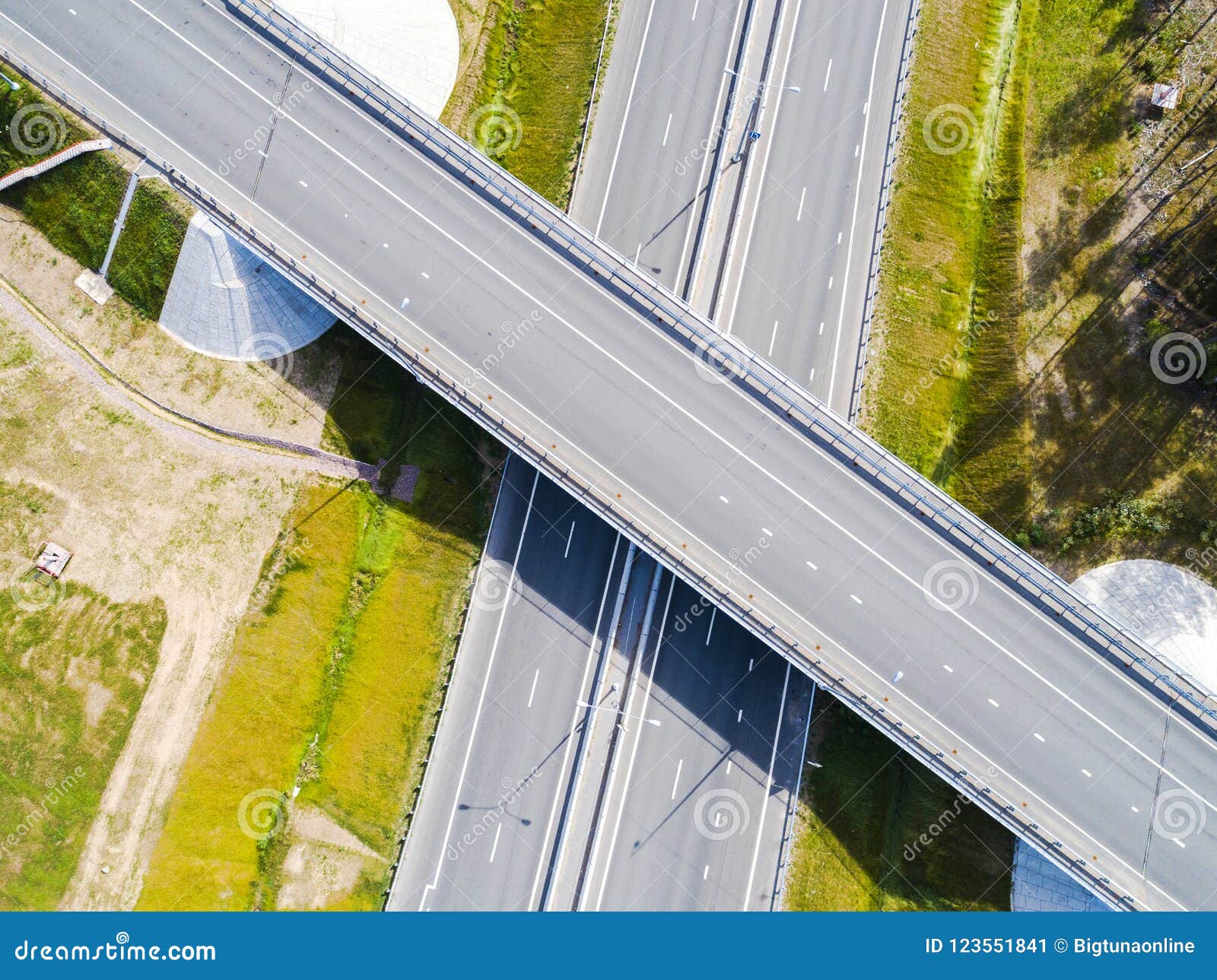 Aerial View of Highway in City. Cars Crossing Interchange Overpass ...