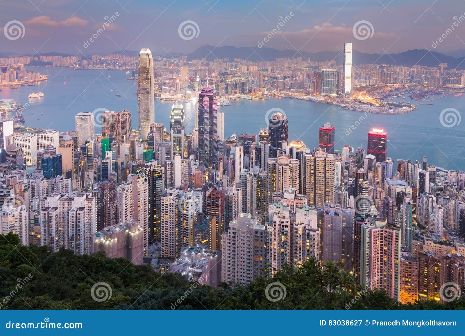 Aerial View Hong Kong City Central Business Downtown Stock Image