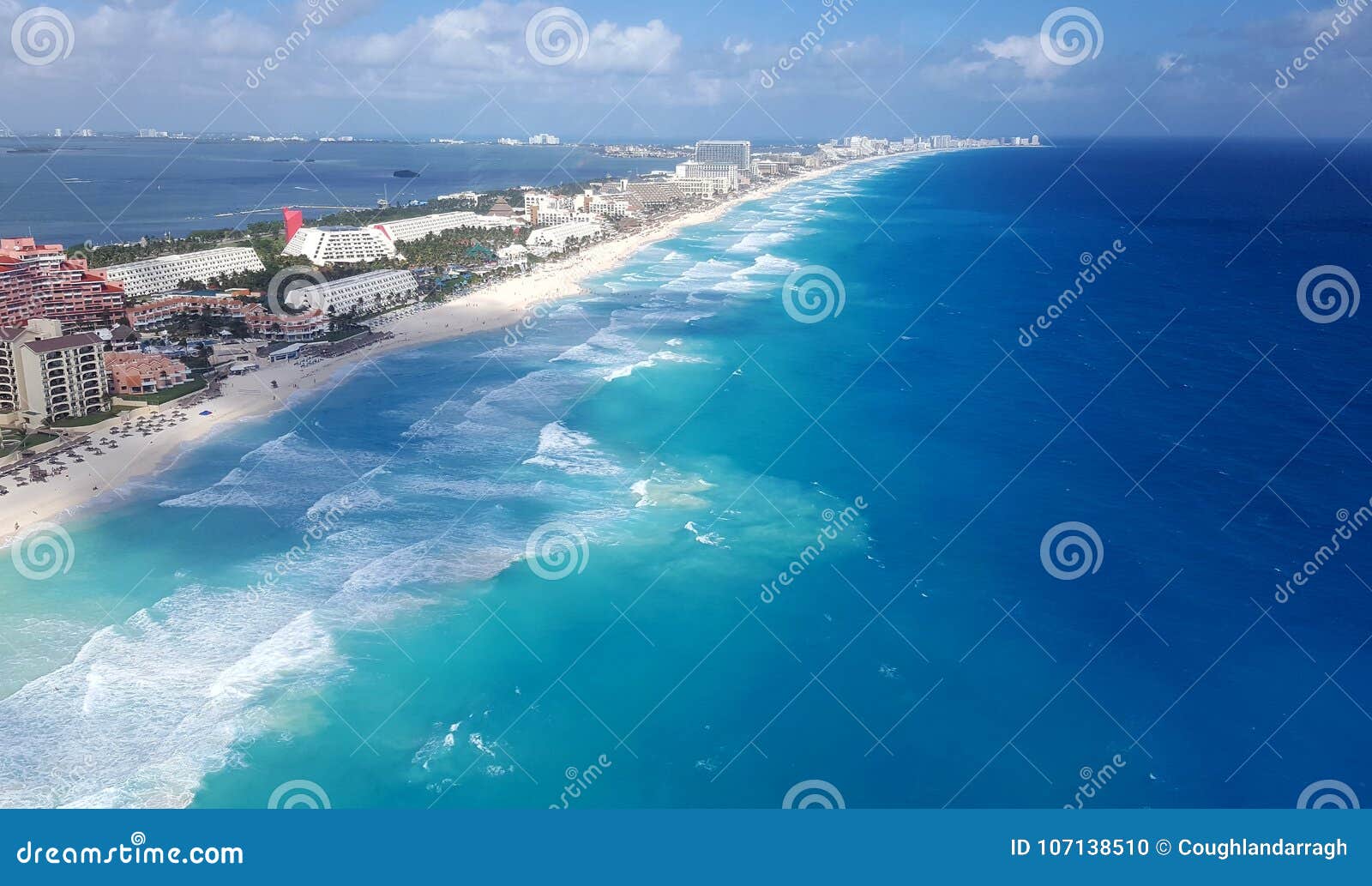 aerial view of the hotel zone in cancun