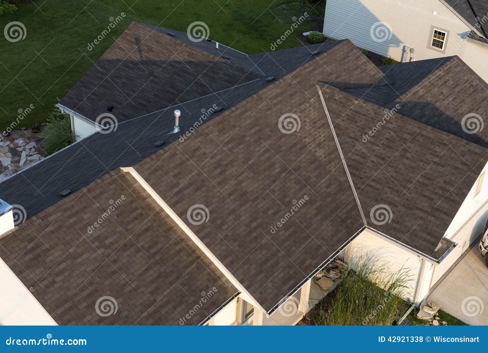 aerial view house, home roof shingles