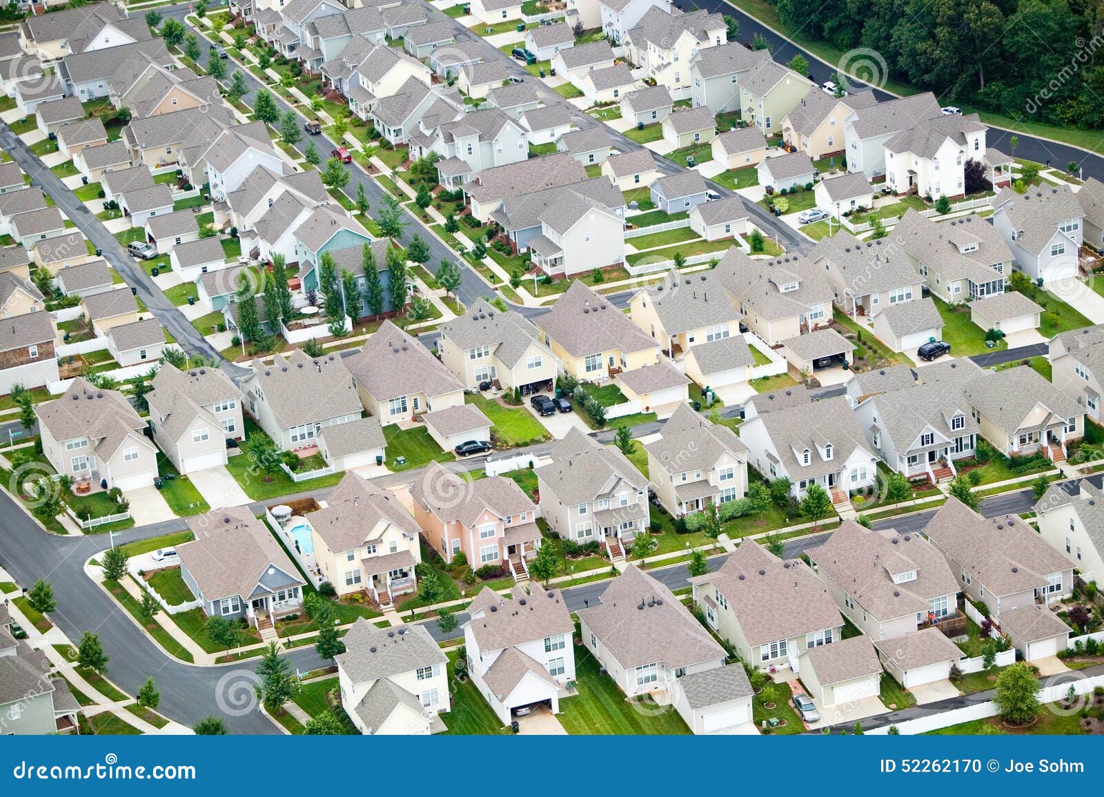 Aerial View of Housing Development in Charlotte, North Carolina Stock