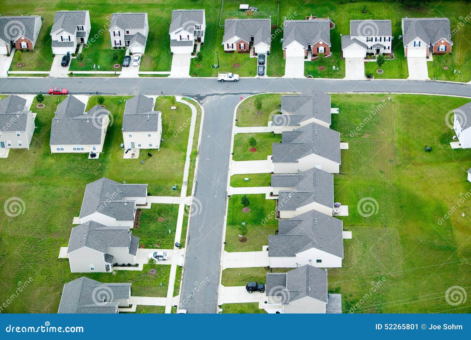 Aerial View of Housing Development in Charlotte, North Carolina Stock