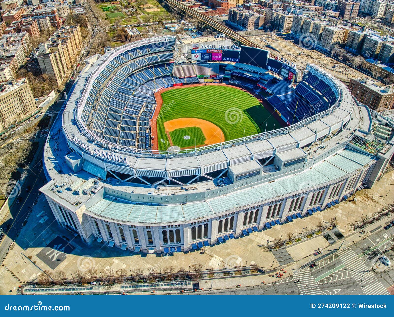 Aerial View of Iconic Yankee Stadium in Bronx, New York City, US