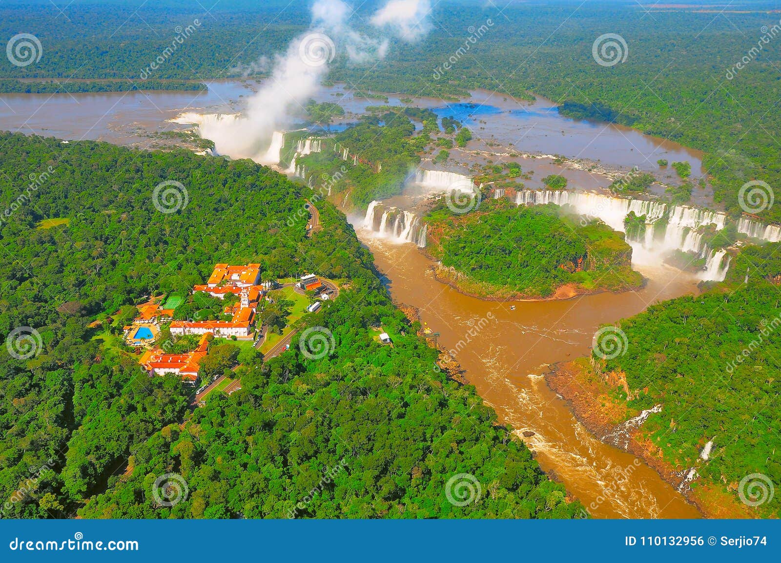 aerial view of iguazu falls.