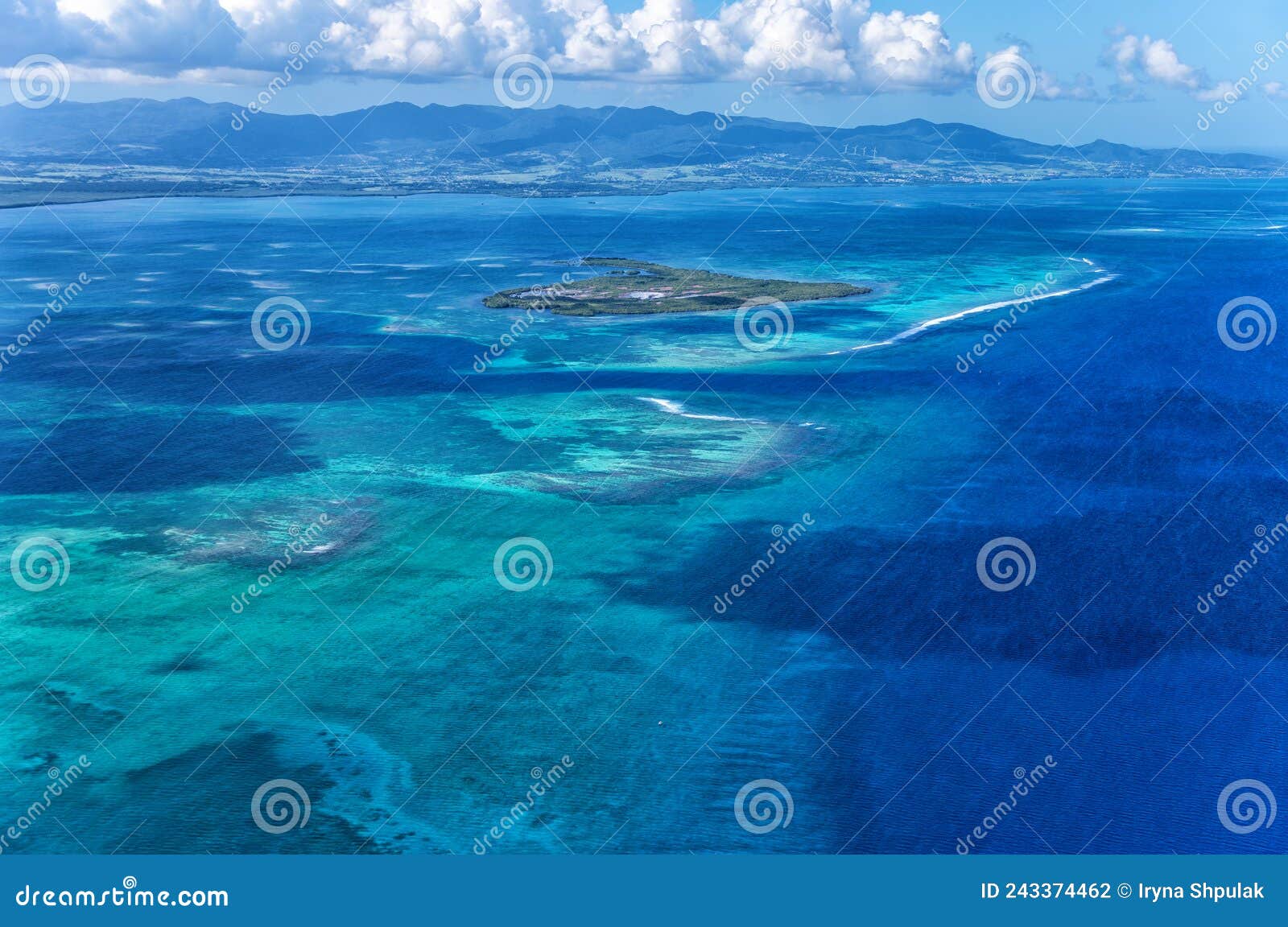 aerial view of ilet a fajou, grand cul de sac marin, basse-terre, guadeloupe, lesser antilles, caribbean