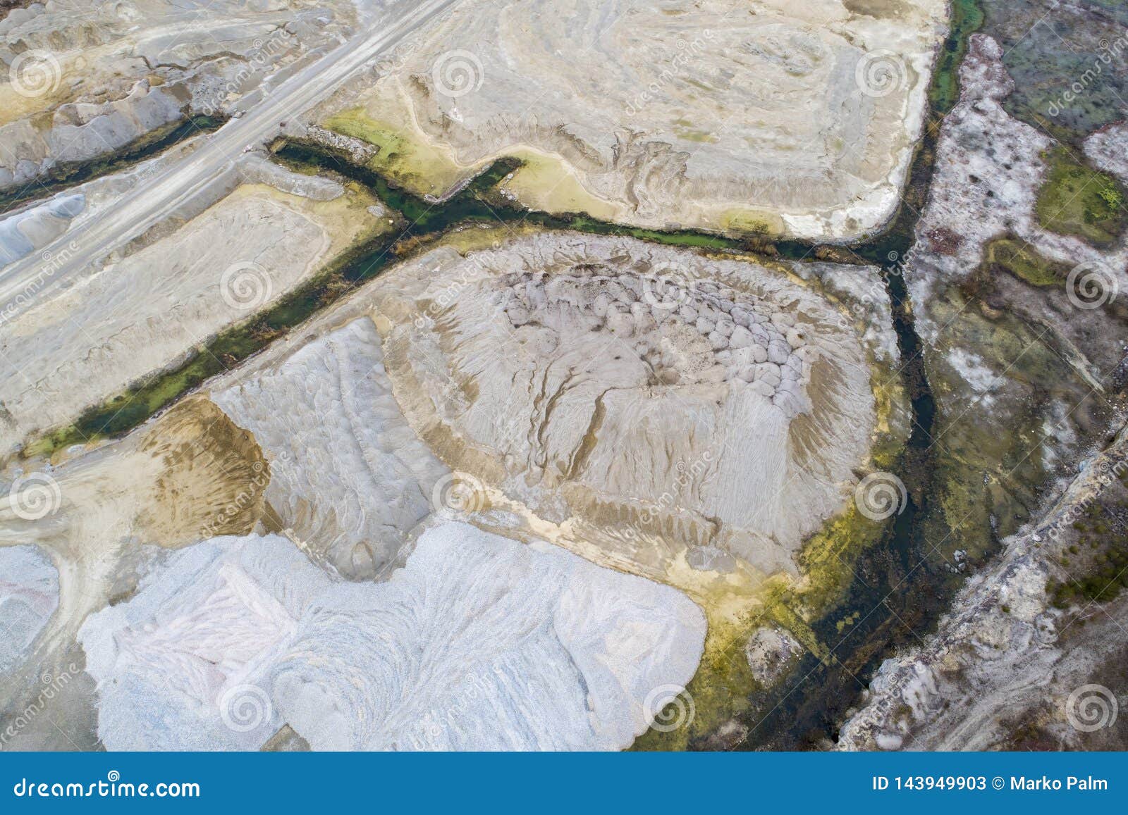 beautiful dolomite mining landscape photographed by a drone