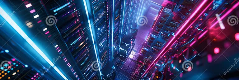 An Aerial View of Interconnected Computers in a Server Room ...