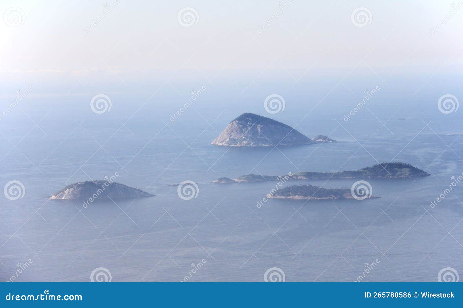 Aerial View of Islands Surrounded by Water in Sea Stock Photo Image