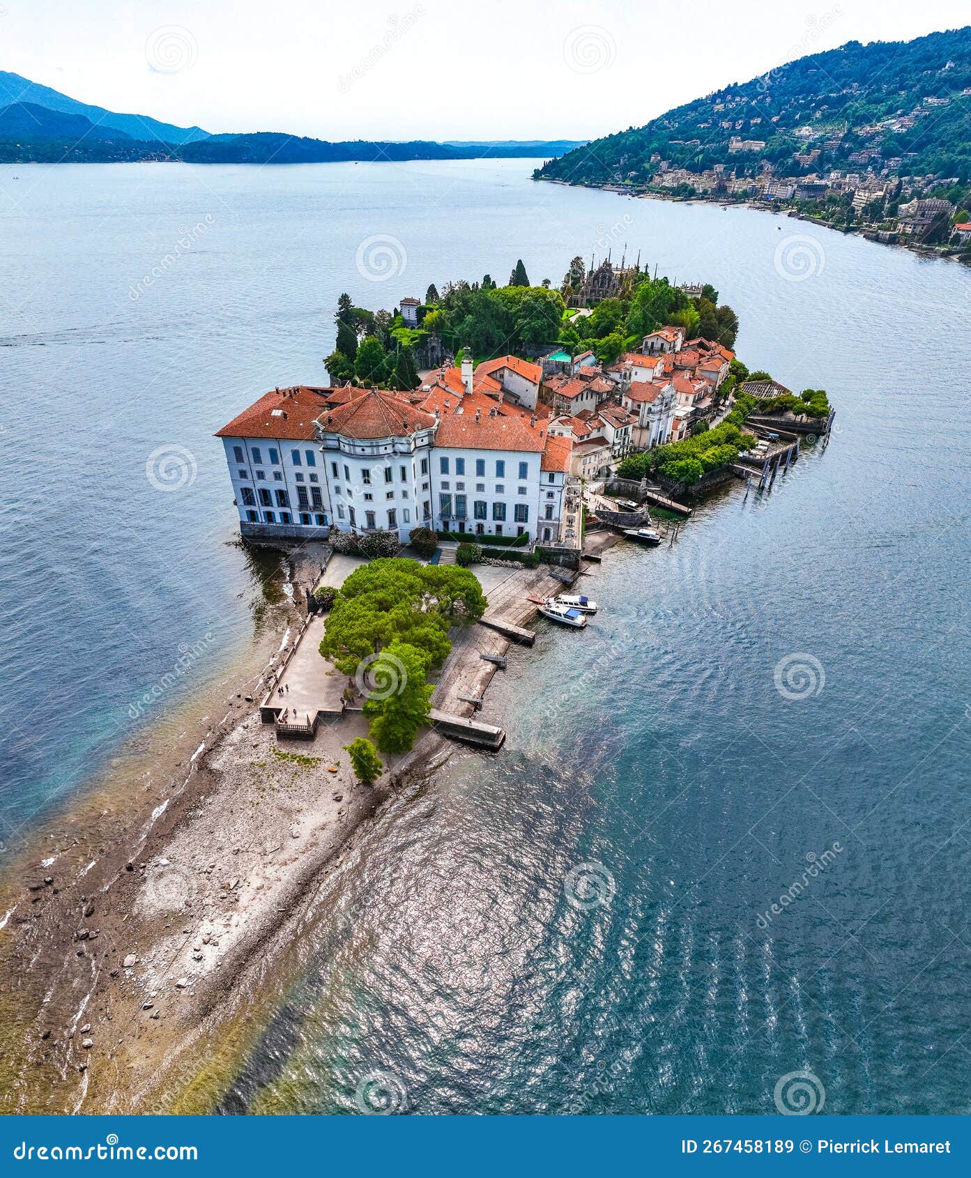 Aerial View of Isola Bella, in Isole Borromee Archipelago in Lake