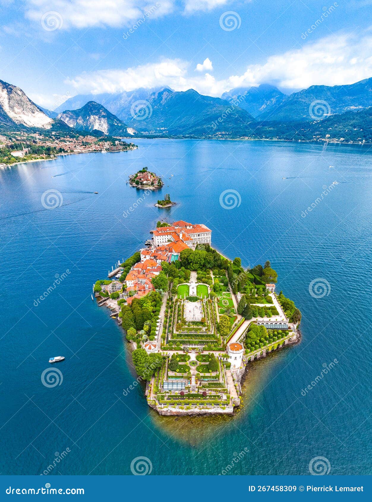 Aerial View of Isola Bella, in Isole Borromee Archipelago in Lake