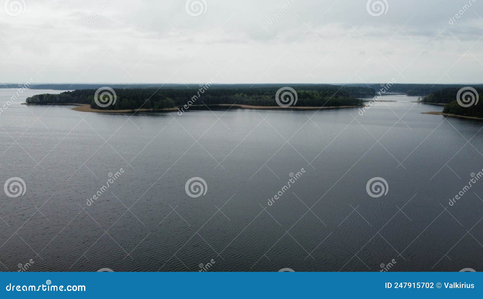 aerial view of  island on empty lake