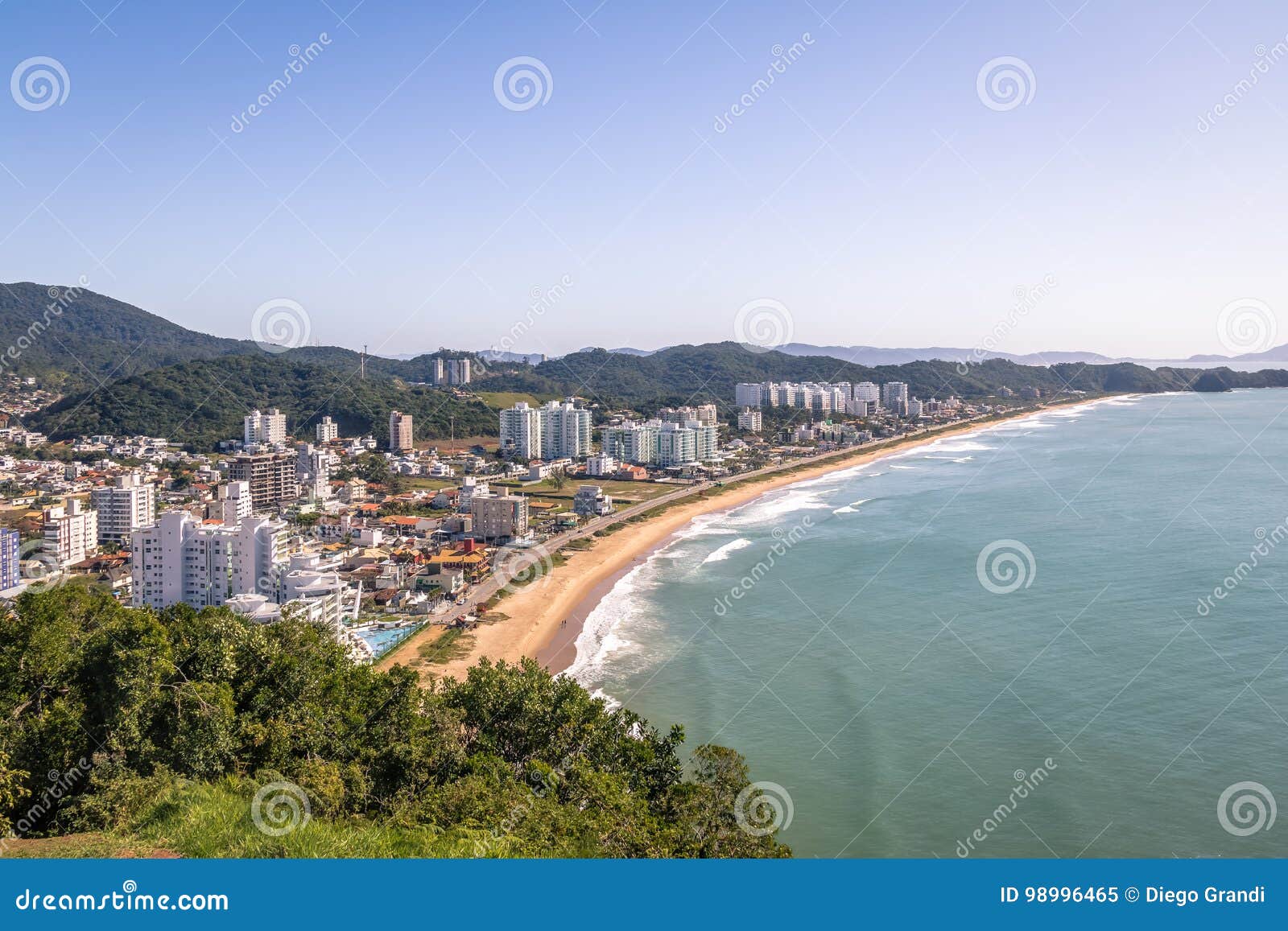 aerial view of itajai city and praia brava beach - balneario camboriu, santa catarina, brazil