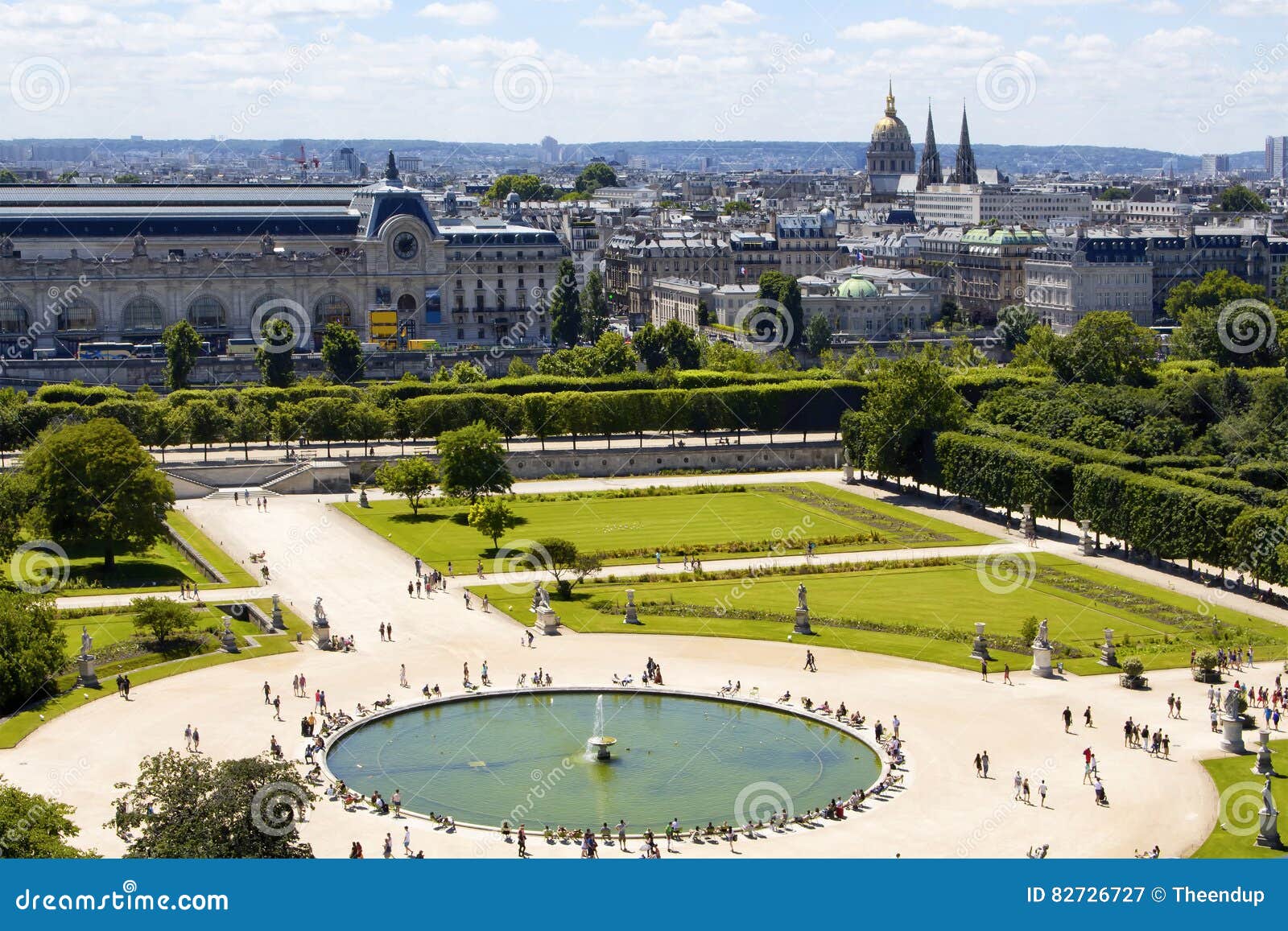 aerial view of jardin des tuileries