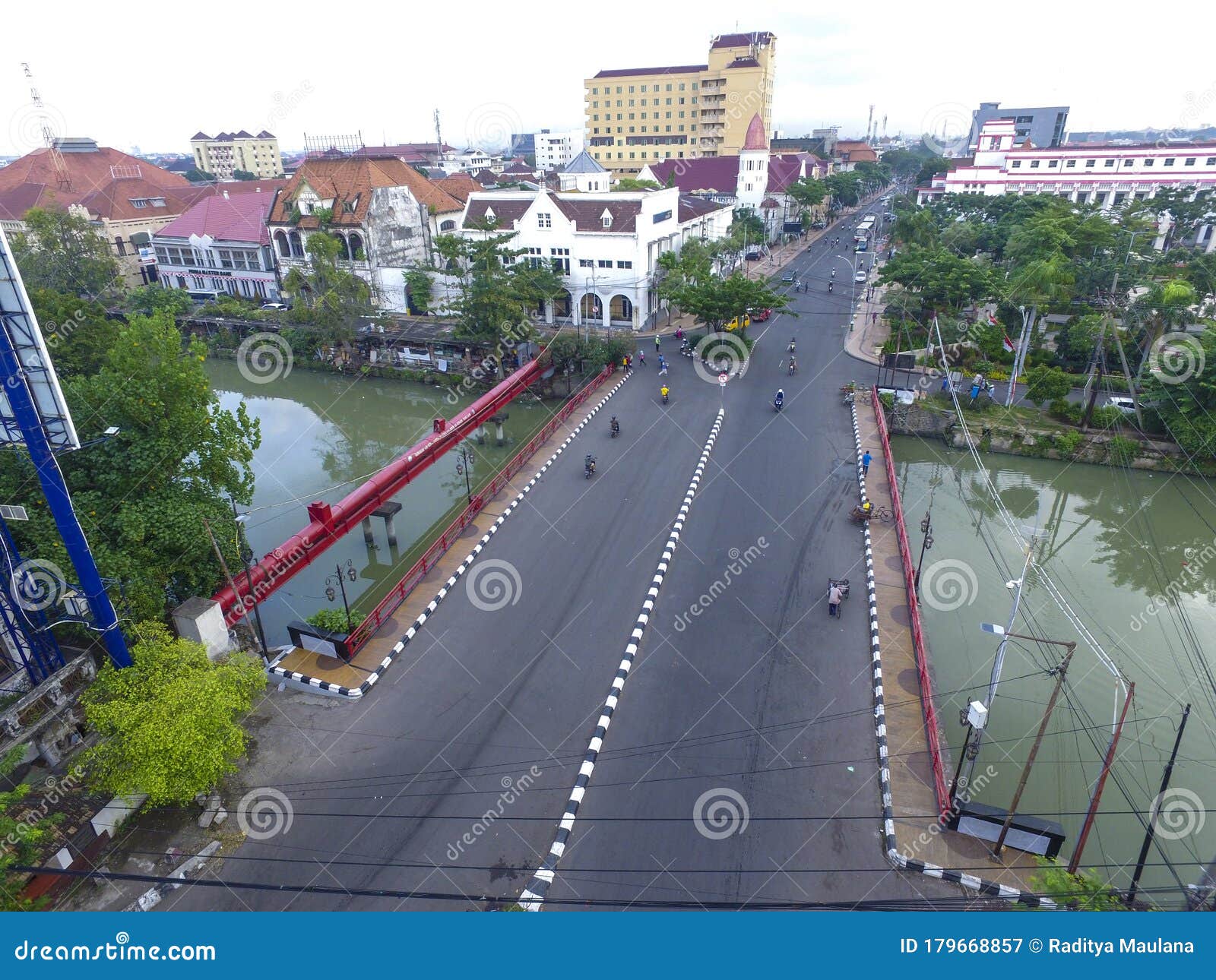 Aerial View the `Jembatan Merah` Stock Image - Image of panoramic
