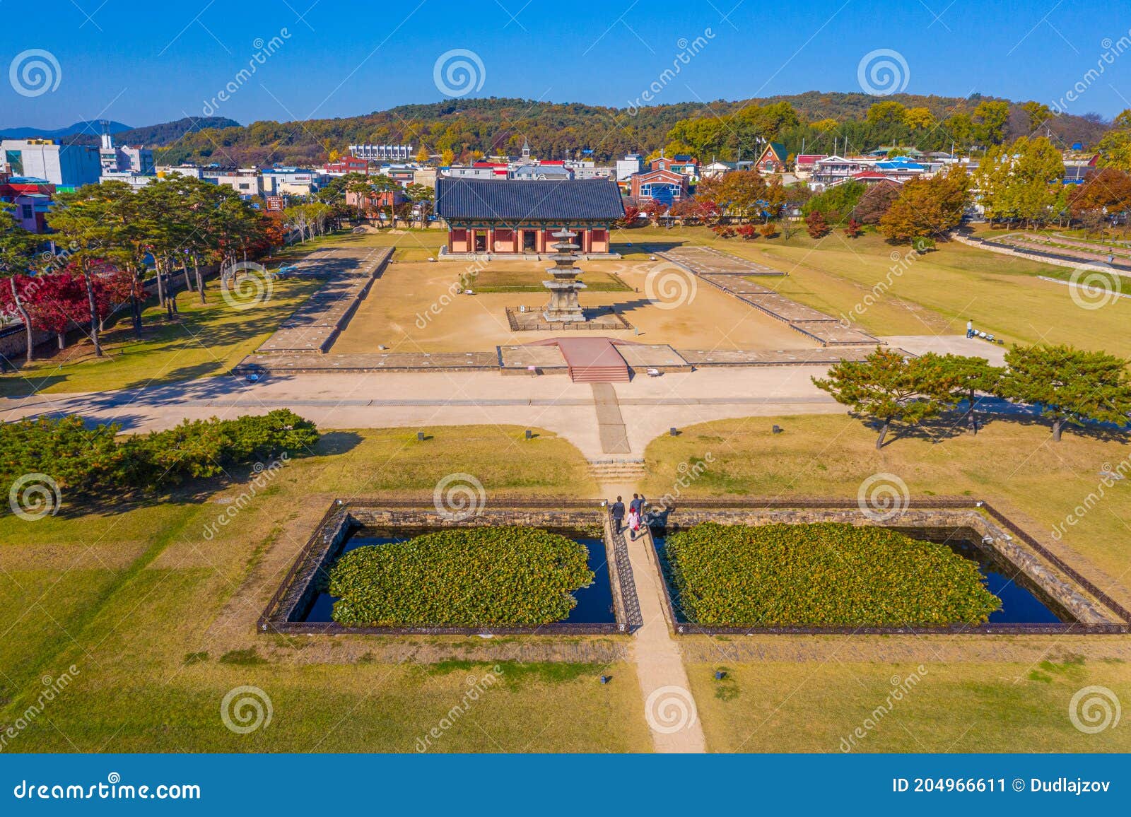 aerial view of jeongnimsa temple site in buyeo, republic of korea