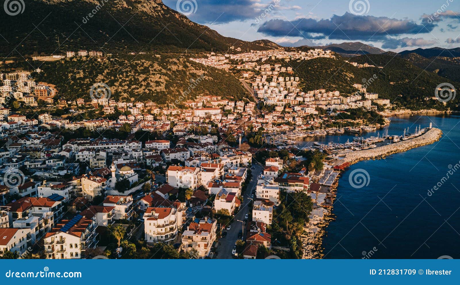 aerial view kas, turkey. birds eye view of the kas, antalya. photo was shotted by dji mavic 2