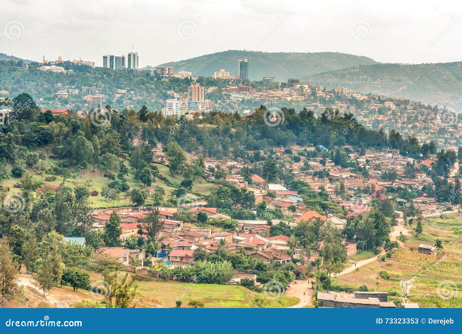 aerial view of kigali from a distance