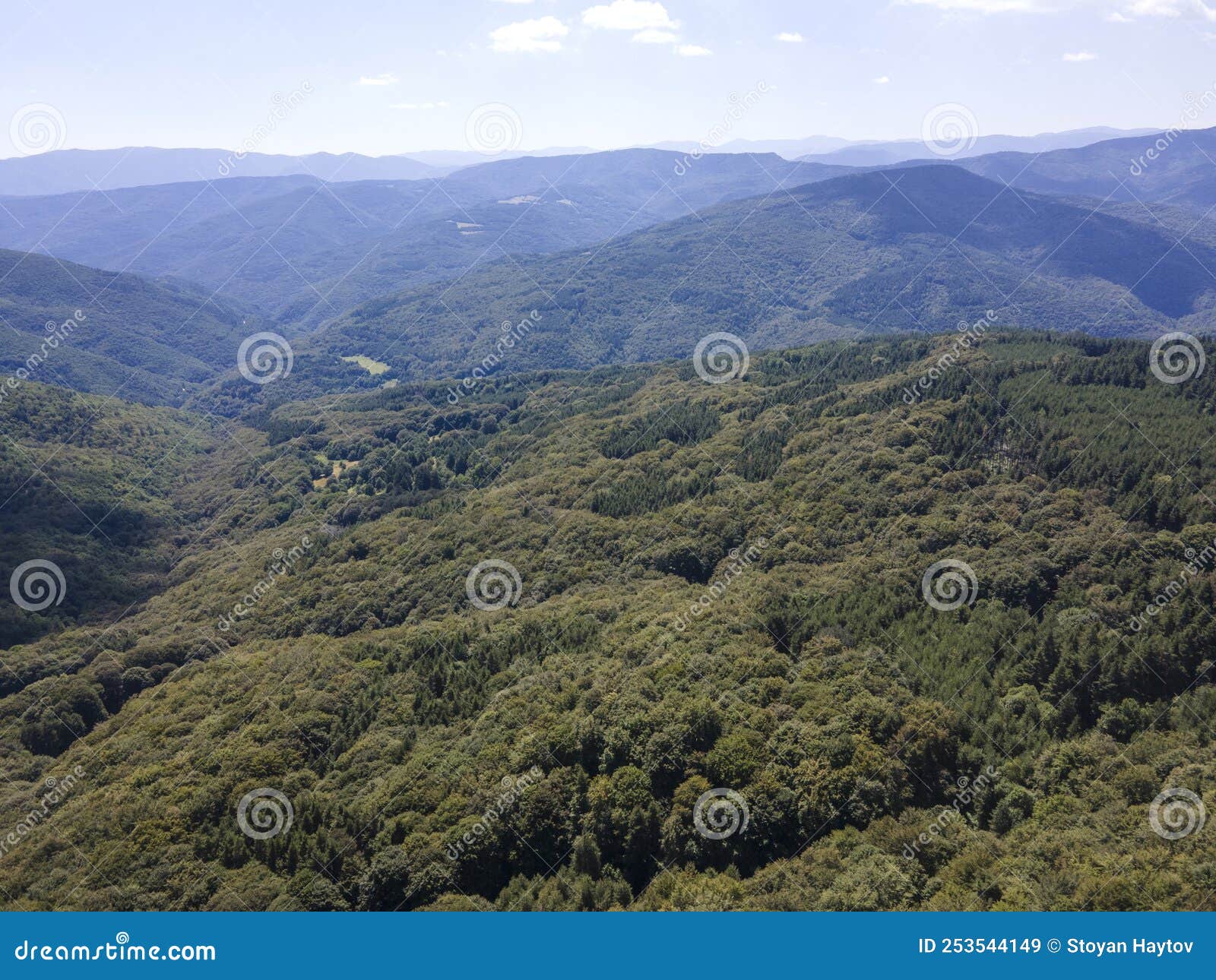aerial view of koprivkite area at rhodopes mountain, bulgaria