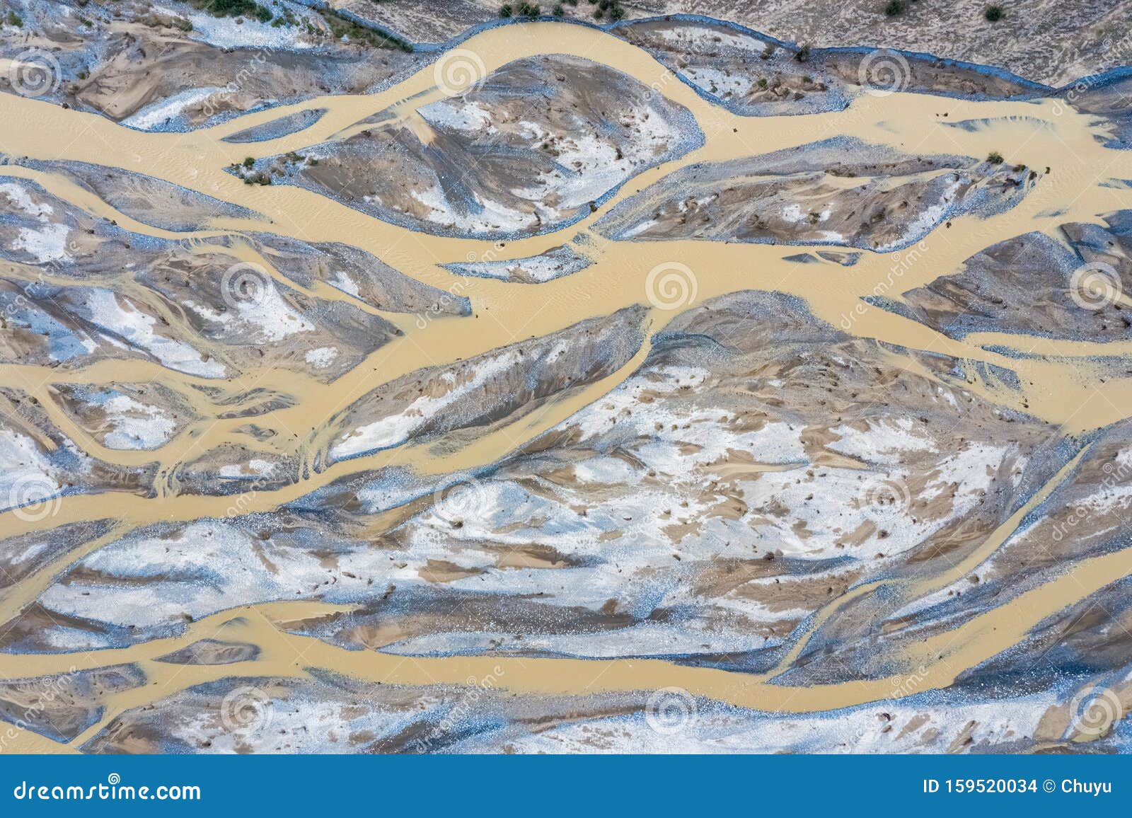 Aerial View of Kunlun River, Riverbed Texture Background Stock Photo ...