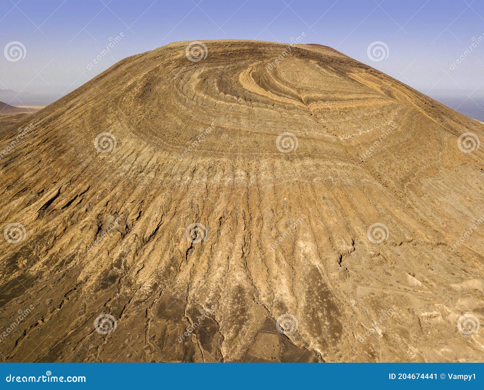aerial view of la aguja grande mountain, la graciosa, lanzarote, spain