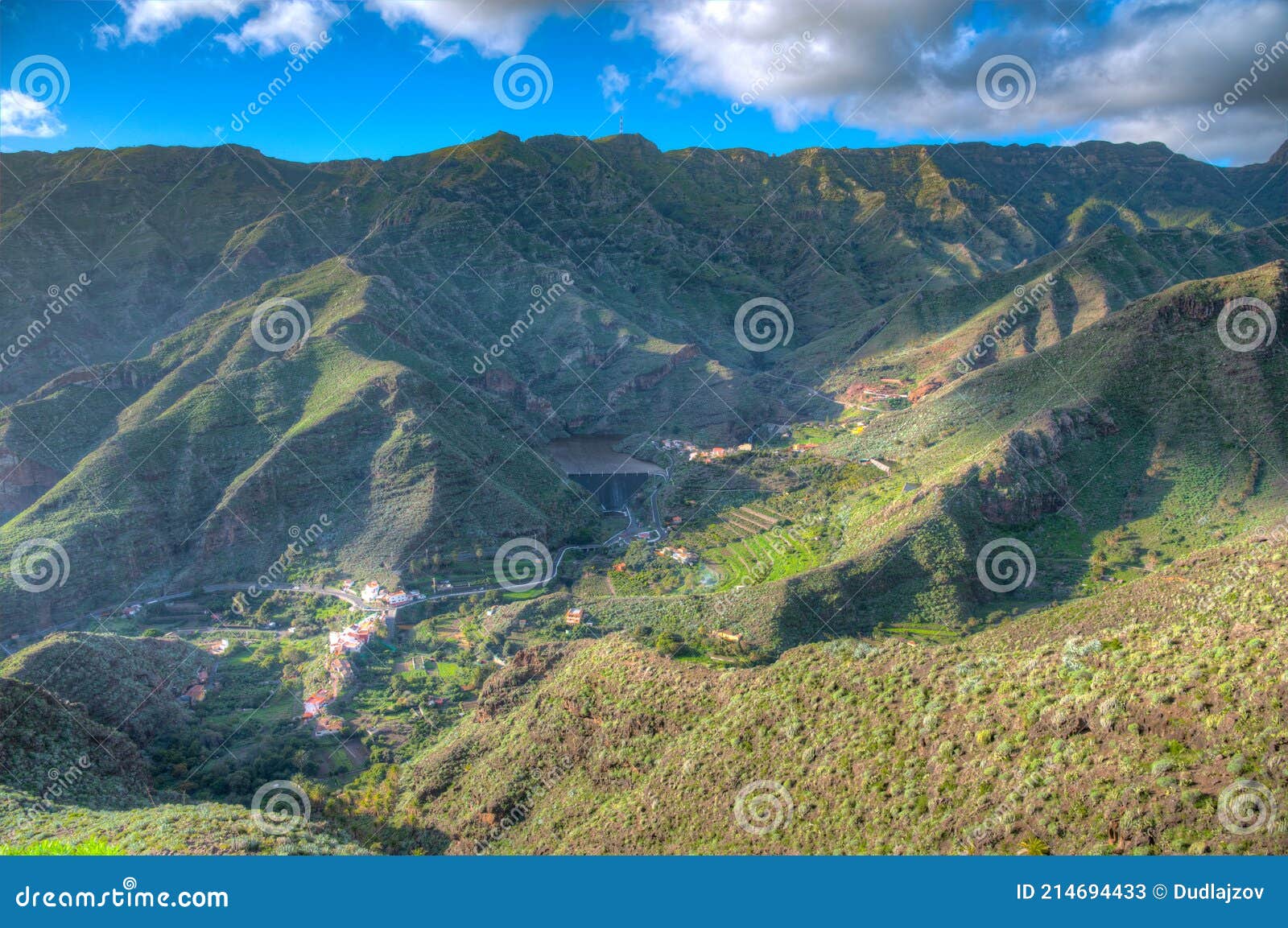 aerial view of la gomera from mirador de manaderos lookout, canary islands, spain