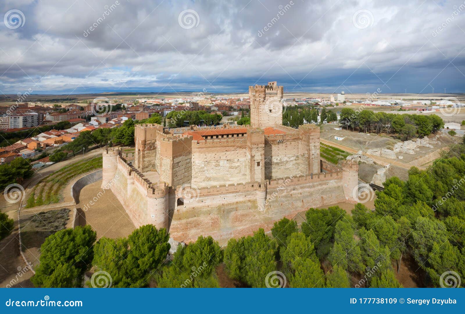 aerial view of la mota castle in medina del campo