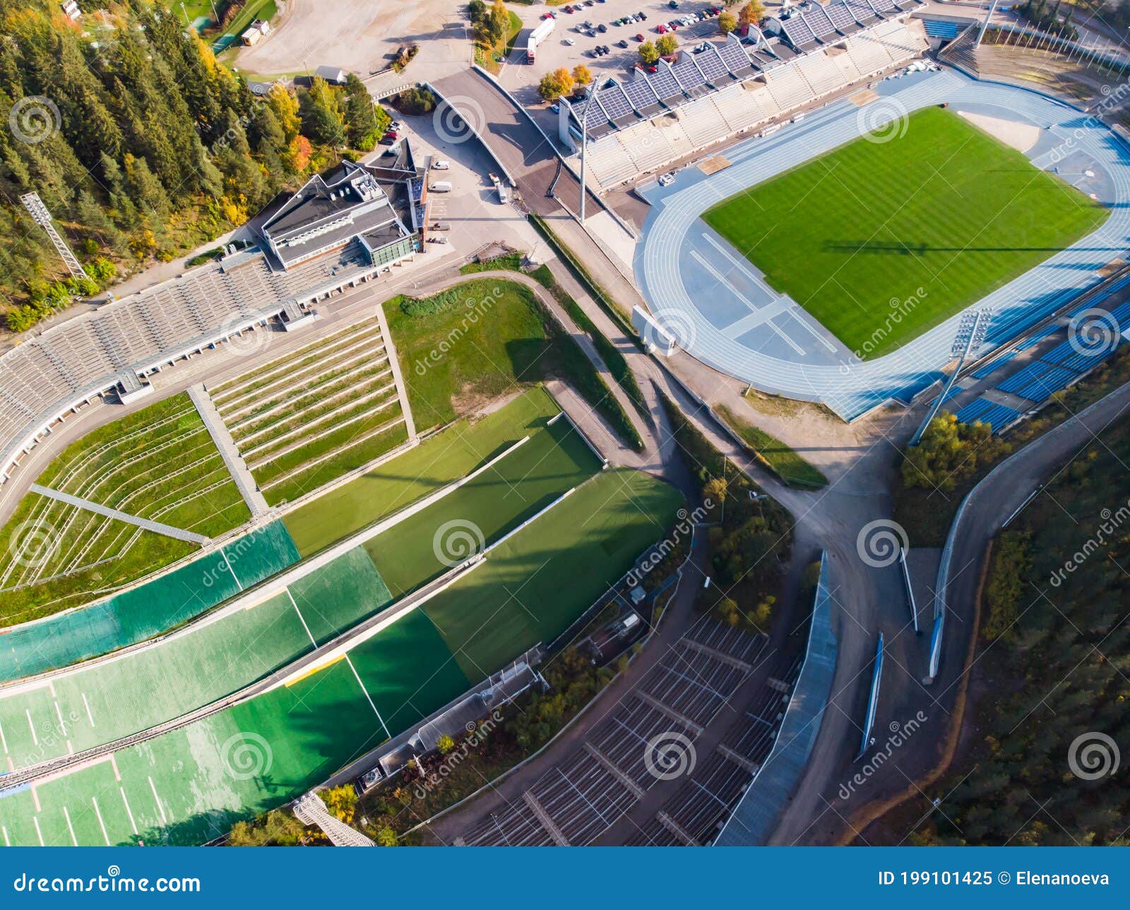 aerial view of lahti sports centre with stadiums