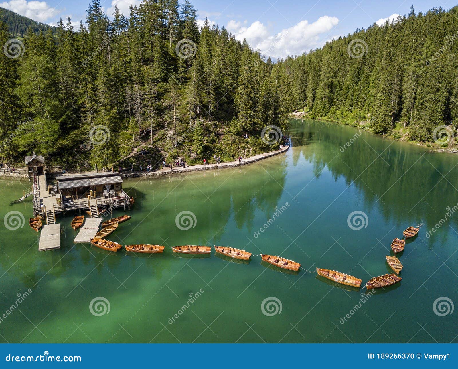 Aerial View of the Lake Braies, Pragser Wildsee is a Lake in the Prags ...