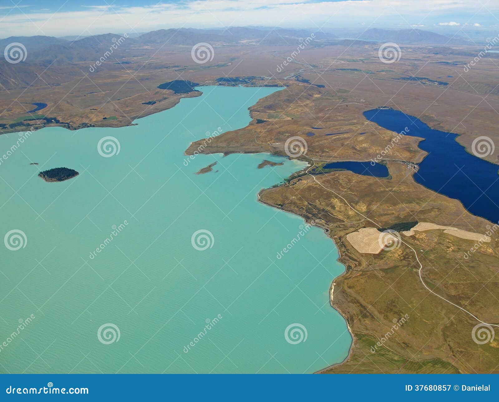 aerial view of lake tekapo, new zealand