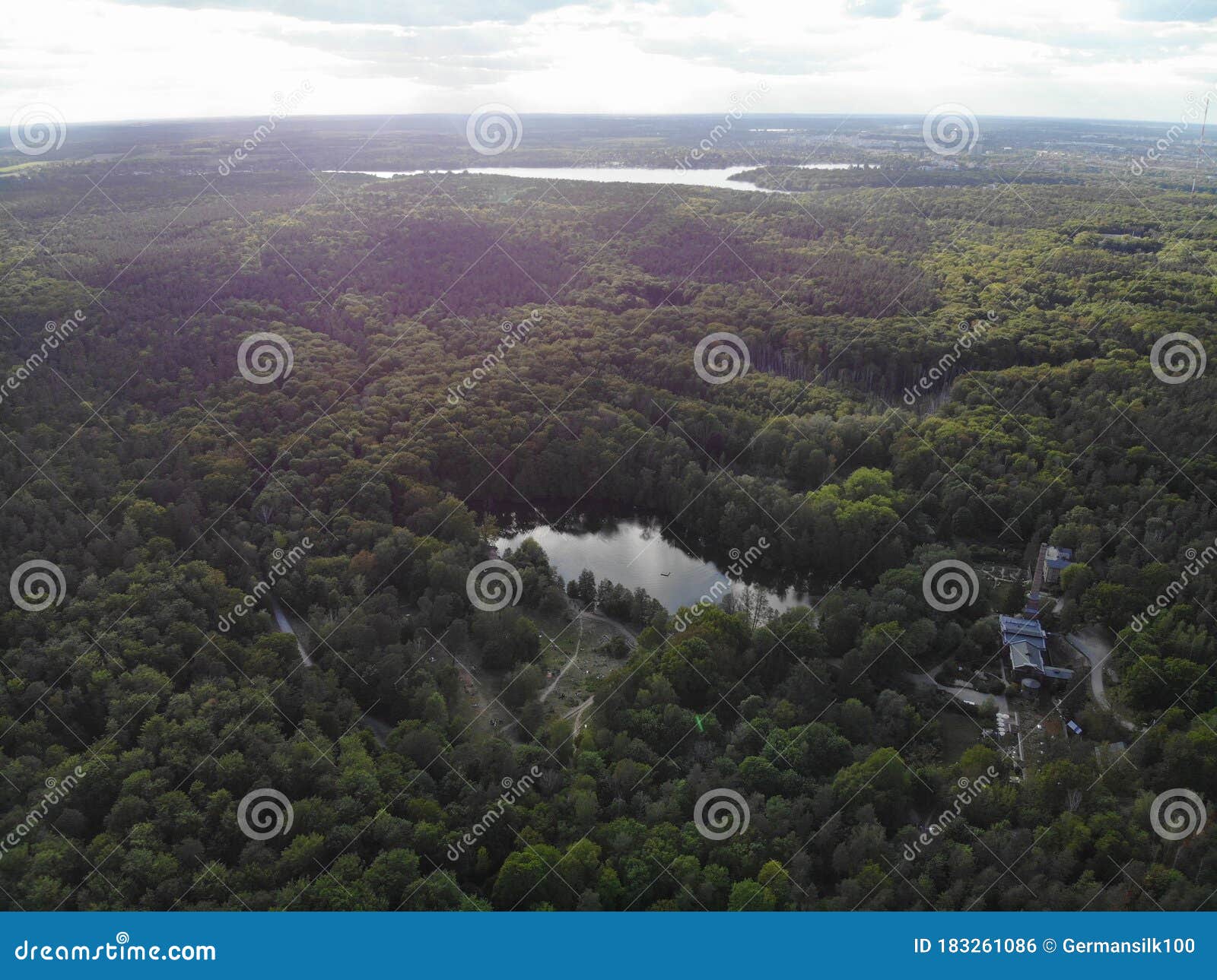 Aerial View of Lake Teufelssee a Glacial Lake in the Grunewald Forest ...