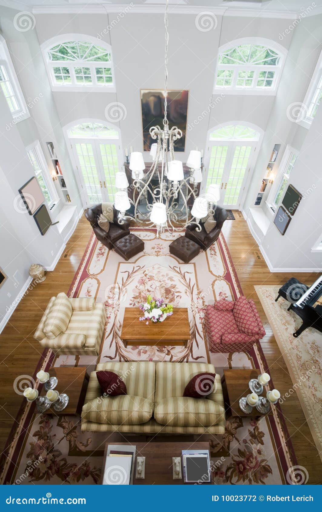 Aerial View Large Luxury Living Room Stock Photo Image of mansion