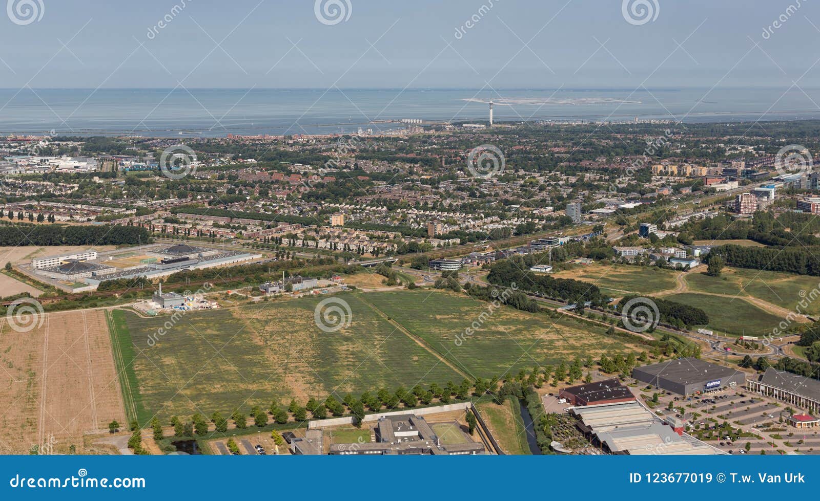 Aerial View Lelystad, Capital City Province Flevoland, the Netherlands