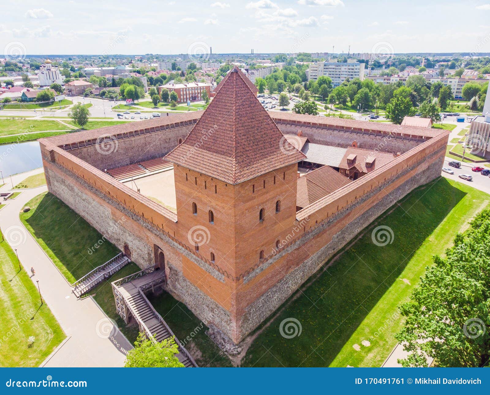 aerial view of the lida castle. belarus.