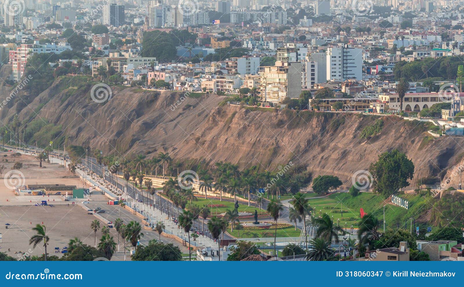 aerial view of lima's shoreline including the districts of barranco and chorrillos timelapse. peru